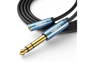 MillSO 6.35 auf 3.5 Stereo Adapter 3 meter, 6.35mm Stecker auf 3.5mm TRS Buchse Aux Audio Adapterkabel mit Vergoldete Kontakte & Aluminiumgehäuse für Kopfhörer, Lautsprecher und Heimkino Geräte