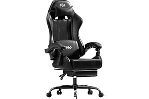 HLFURNIEU Sedia Gaming Ergonomica, Poltrona Gaming con Cuscino a Molle, Sedia Gamer con Poggiapiedi e Supporto Lombare, Regolabile in Altezza, Schienale Regolabile 90-135° (Nero)