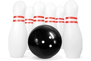 NOVELTY PLACE Set da bowling gigante gonfiabile per bambini e adulti, una palla da 45,7 cm con sei birilli da 61 cm.