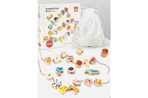 DealKits Montessori Lot de 42 Perles en Bois pour Enfants à partir de 2 Ans, Cadeau d'anniversaire pour Les 1-3 Ans