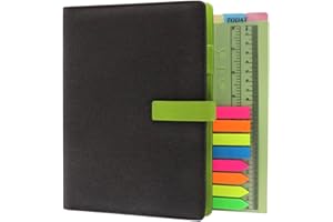 TSY Diario recargable con múltiples bolsillos para tarjetas, bolígrafo y clip magnético, color gris A5