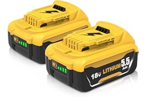 BOETPCR 2 Piezas 5500mAh Repuesto para Dewalt batería 18V DCB184 DCB180 DCB181 DCB182 DCB200 DCB201 DCB204 DCB127 DCB112 DCB115