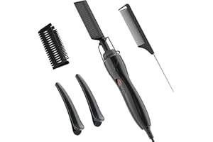 JIE XING CUN Peigne Chauffant,Peigne Cheveux - Peigne Lissant 2 en 1 Fer à Lisseur Peigne Afro Peigne Lisseur,3 Réglages de Température,Lisseur à Peigne Chaud de Portable de Voyage,Adapté aux Cheveux et Perruques