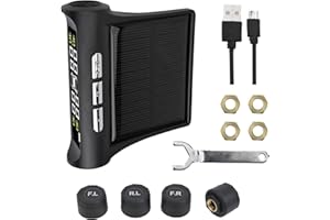 Feeshoppher Sistema di monitoraggio della pressione dei pneumatici TPMS Sistema di monitoraggio solare Uni-versal Wireless Car Alarm Sensori esterni impermeabili 6 modalità Temperatura in tempo reale