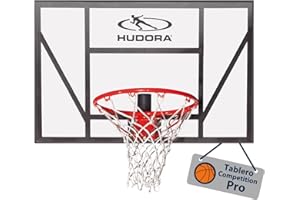 HUDORA Tablero de Baloncesto Competition Pro - Cesta de Baloncesto con aro de clavada elástico para Montaje en Pared para niños y Adultos
