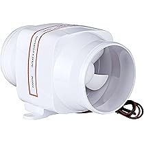 SEAFLO 4" In-Line Marine Bilge Air Blower 24V 270 CFM Quiet Boat White