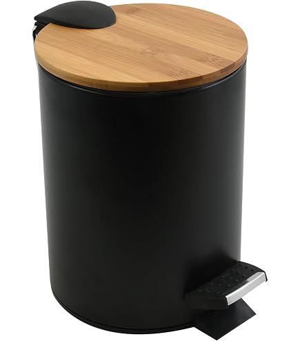 Poubelle Rétro Grain De Bois - Avec Couvercle Pivotant - 26,8x22 Cm - Pour Salle De Bain, Chambre, Cuisine