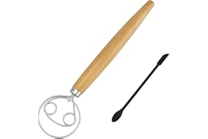 AMANDELIZABE Machine à pétrir la pâte, fouet danois pour une pâte parfaite en un rien de temps - Fouet à pâte de haute qualité comme accessoire de cuisson du pain - Agitateur à pâte, pétrisseur de pâte