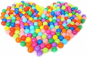 Winkinlin Lot de 100 balles en plastique résistant à l'écrasement, 6 couleurs vives dans un sac de rangement réutilisable et durable en maille