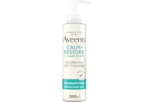 AVEENO Face CALM+RESTORE Nourishing Oat Cleanser (1x 200ml), Non-Foaming Face Care, Gentle Cleanser with Prebiotic Oat and Calming Feverfew, Helps Preserve Skin's Barrier, For Sensitive Skin