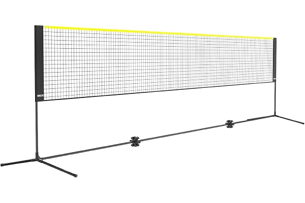 VEVOR Filet de Badminton, 5,1 m, Filet Pliable de Volley-Ball réglable en Hauteur, Filet de Tennis Portable avec poteaux, Support et Sac de Transport, pour Les Jeux intérieur et extérieur de l'enfant