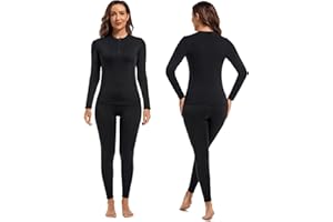 Homord Intimo Termico Donna, Biancheria Intima Termica Funzionale Donna Traspirante, Tuta Termica Donna Sportiva in Felpata Set Pantaloni e Maglia per Sci Corsa Bici