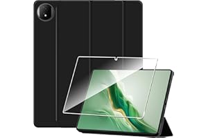 Heioloo Funda para Honor Magic Pad 2 Protectora Carcasa con Auto-Sueño/Estela, + [1 Piezas] Templado Protector de Pantalla, Ultradelgada Carcasa, Negro