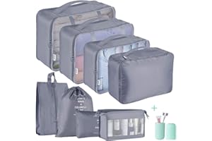 ionlyou Koffer Organizer Set 9-Teilig Kofferorganizer Reisetasche travel Organizer Wasserdichte Packtaschen Rucksack Packing Cubes Kleidertaschen für Kleidung Unterwäsche Kosmetik