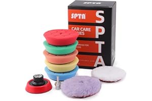 SPTA Set Éponge de Polissage, 9 Pièces 80mm Hex Logic Polissage Pad Éponge polir Kit Tampon en Laine d'agneau pour 80mm pour Polisseuse Machine - FLPS3MIX