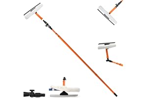 RETAAJ 3.5M Telescopic Window Cleaner Heavy Duty Extendable Glass Cleaning Equipment Kit with Squeegee Soft Head Long Conservatory Pole 180° Adjustable