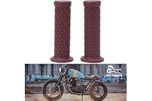DREAMIZER Poignées Moto 7/8" 22mm, Rétro Universel Poignées de Guidon Antidérapantes en Caoutchouc pour Moto Custom Cafe Racer Bobber Dirt Bike Motocross