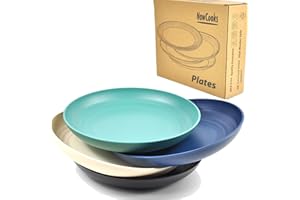 NowCooks Unbreakable Plates Set of 4, UK/EU Tested, Plastic Plate, Perfect for Parties, picnics, Camping and Caravans, Safe for Kids & Adults (Earth, Large)
