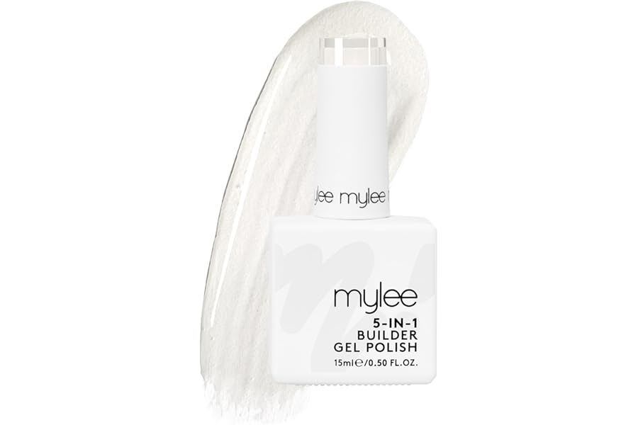 Mylee 5 in 1 Builder Base Strengthening Gel 15ml, UV/LED Nail Polish Coat for Hard Strong Nails Tips & Extensions, For Nail Art Decoration, Decals & Jewels, Professional Manicure Repair (Clear)