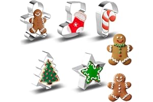 JUGUTA 5 Cortadores de Galletas Navideños - Formas de Estrella, Árbol y Campana, Acero Inoxidable para Repostería, Ideal para Decoración de Postres y Fiestas Navideñas