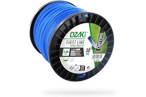 OZAKI - Bobine Fil Nylon Carré - Longueur 30m - Ø 4,00mm - Matières Vierges - Haute Durabilité - Excellente Tenue À L'Œillet