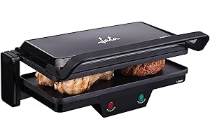 JATA GR266 - Parrilla Electrica Grill. Plancha Eléctrica 3 en 1. 1000 W, Placas Mixtas Antiadherentes 27 x 14 cm, Placa Superior Baja Recta. Apertura 180 grados, libre de PFOA