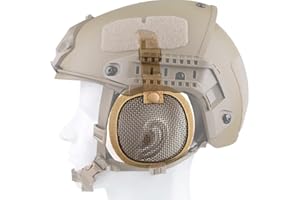 AQZXDC Protectores de Oreja Tácticos Malla Acero, Orejeras Ajustables y Transpirables, Cubierta Lateral de Paintball Airsoft de Estilo Militar para Casco Fast (No Incluye Casco)