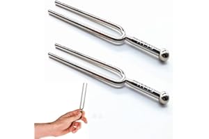 AONAYO Lot de 2 diapasons avec diapason A440 Hz en acier inoxydable, chiffon de nettoyage et sac de rangement noir, ensemble de diapasons pour instruments de musique standard, violon, guitare, tuner