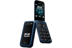 Nokia 2660 Flip Feature all carriers 0.05Gb Phone with 2.8" display, 4G Connectivity, Hearing Aid Compatibility (HAC), built-in camera, MP3 player, wireless FM radio and classic games (Dual SIM), Blue
