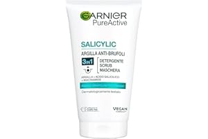 Garnier Pure Active 3 en 1 - Limpiador, exfoliante y mascarilla para pieles grasas o con acné, 150 ml