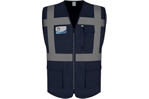 Graunton Hohe Sichtbarkeit Weste 9 Taschen Hi Vis Reflektierende Sicherheitsweste für Männer Frauen.