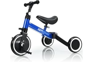 COSTWAY Toddler Tricycle for 1-4 Years Old Boys Girls, Convertible Baby Balance Bike Kids Trike with Detachable Pedal, Adjustable Seat and Handlebar