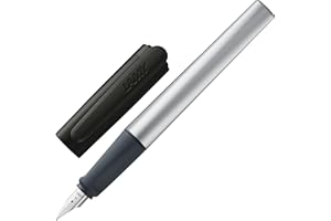 LAMY nexx black – Fountain Pen with slip-proof grip & polished Left-Handed steel nib (LH) in size M - triangular aluminum body - including LAMY T 10 blue cartridge