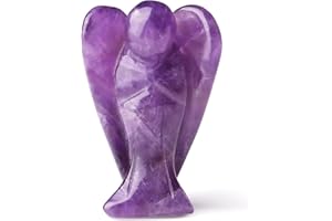 EnixwH Engel Figur Edelsteine, 1,5in Amethyst Stein Schutzengel Figur, Heilung Kristalle Edelsteine, Angel Poliert Statue, Handschmeichler Glücksbringer Reiki Engel Geschenke, für Schreibtisch Deko