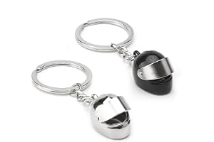 WOKICOR 2 stycken motorcykel hjälm nyckelring, 3D-minihjälm nyckelring, svart och silver, modern, unisex, motorcykel, gåva