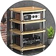 1/2/3/4-layer HIFI Audio Cabinet HIFI Stand Record Player MDF Stand Audio Rack With Shock-absorbing Feet Power Amplifier Shelf Equipment Cabinet (Color : Wood color, Size : 60 * 48 * 76cm(4Tier))