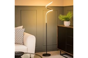 VALUELIGHTS Matt Black Single Spiral Twist Floor Lamp Integrated LED Standing Light Living Room Lounge Lighting