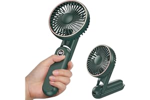 KOOPAO Tragbarer Handventilator, USB-Mini-Handventilator Wiederaufladbarer akkubetriebener Handventilator mit Sockel 2500mAh Akku 5 Modi (Grün)