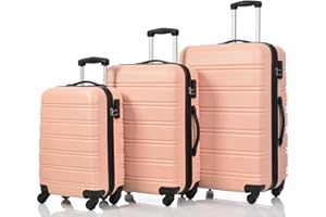 JOROBURO Juego de 3 maletas rígidas de ABS duradero y ligero en maletas giratorias con cerradura y 4 ruedas giratorias suaves, Pink, Equipaje de viaje