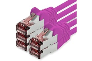 freiwerk Câble réseau Cat.6 0,5m magenta - 5 x Câble Ethernet Câble réseau Lankabel Cat6 Lan Sftp Pimf Patchcord 1000 Mbit s compatible avec Cat5 Cat5e Cat6a Cat7 Cat8