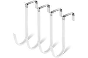 Damita Over The Door Hooks 4 Pack Over The Door Towel Hanger for Coat Hangers Sturdy Stainless Steel Hooks for Hanging Coats White