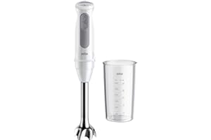 Braun MultiQuick 5 MQ 50.001 M, Mixeur Manuel avec PowerBell Plus Technologie, 21 Vitesse Roue+Turbo, Système Click Plus, Mixeur avec Poignée Ergo, Came en Acier et Bécher de 600ml, 1000W, Blanc