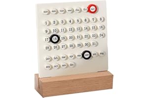 CARPANGO Calendrier de bureau, calendrier perpétuel en bois acrylique avec anneaux pour la décoration de la maison et du bureau (blanc)