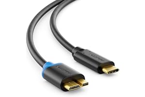 deleyCON 1m USB 3.0 Micro B Cable - USB C do Micro B USB 3.0-5 Gbit/s - Kabel Ładujący Kabel Danych Thunderbolt - do Komputera PC Smartfon Tablet Notebook Ładowarka Zewnętrzny Dysk Twardy HDD