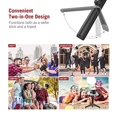 Bastone Selfie TaoTronics Selfie Stick Tripode Estensibile Treppiedi in Alluminio con Telecomando Bluetooth 3.0, Batteria Ricaricabile, Compatibile con Smartphone Android / iOS, o Action Camera con Vite di Montaggio da 1/4â€