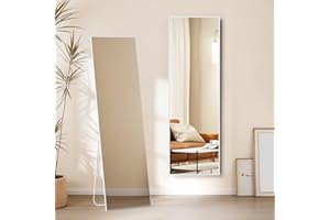 Warmiehomy 165X50cm Full Length Mirror with Stand, Large Rectangular Full Body Standing Mirror, Hanging or Leaning Against Wall for Bedroom, White