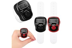 Fiada 2 Compteurs de Doigts Électroniques Compteurs Numériques LED à 5 Chiffres Compteurs de Tours Compteurs Manuels Réinitialisables Compteurs de Comptage avec Anneau