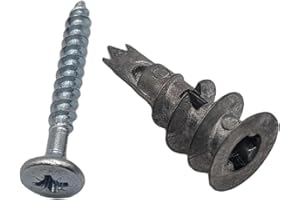 ALWAYSFIRST 4 FIXINGS AF4F (Pack 10) Self-Drill Metal Plasterboard Cavity Fixings, Speed/Spiral Dry Wall Plugs and Screws