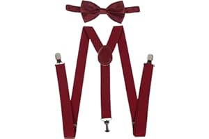 NiceYnn Classic/Glitter Braces and Bow Tie Set, 2.5cm Wide Y Back Adjustable Elastic Suspenders with 3 Clips, 12cm Woven Pre-tied Bowtie, One Size for Men Women Wedding Festivals Cosplay Party