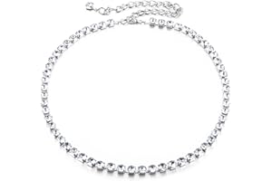 Tinksky Chaîne ceinture pour femme avec strass décoratifs - 10 mm, Blanc.